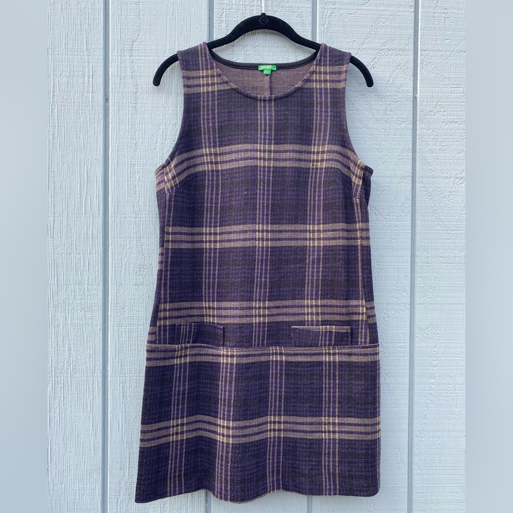 United colors of Benetton purple plaid wool dress